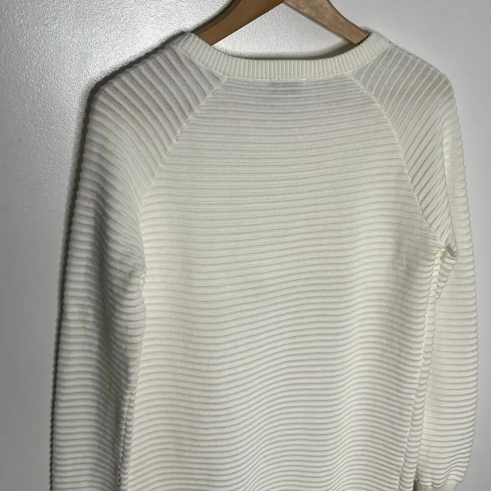 Seraphine Maternity Nursing Sweater XS Ivory Ribbed Gold Button Shoulder Cotton